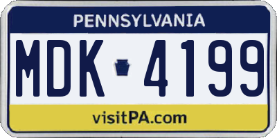 PA license plate MDK4199