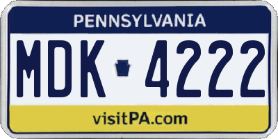 PA license plate MDK4222