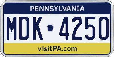 PA license plate MDK4250