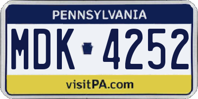 PA license plate MDK4252