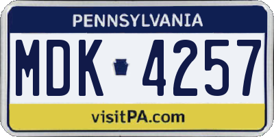 PA license plate MDK4257