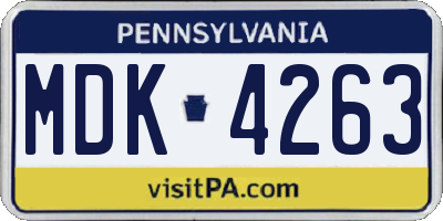 PA license plate MDK4263