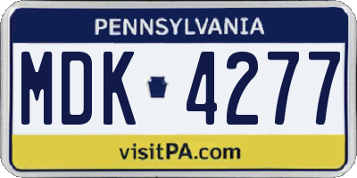 PA license plate MDK4277