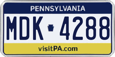 PA license plate MDK4288