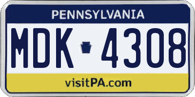PA license plate MDK4308