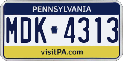 PA license plate MDK4313