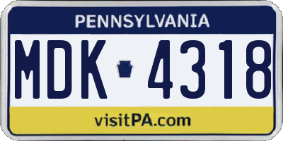 PA license plate MDK4318