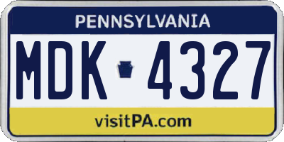 PA license plate MDK4327