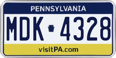 PA license plate MDK4328
