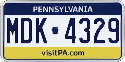 PA license plate MDK4329