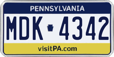 PA license plate MDK4342