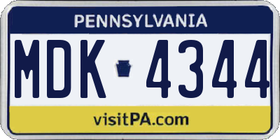 PA license plate MDK4344