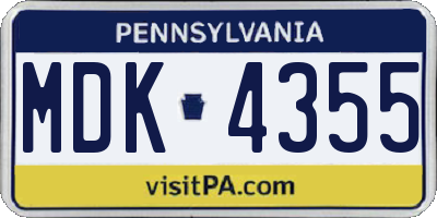 PA license plate MDK4355
