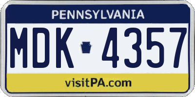PA license plate MDK4357