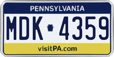 PA license plate MDK4359