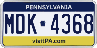 PA license plate MDK4368