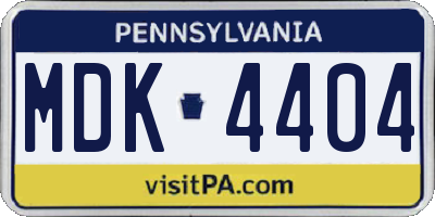 PA license plate MDK4404