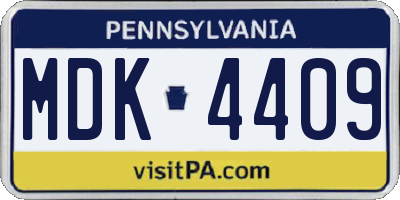 PA license plate MDK4409