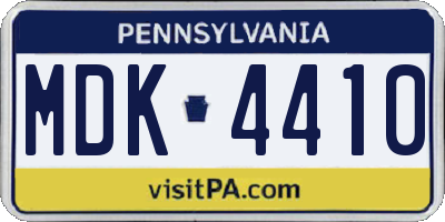 PA license plate MDK4410