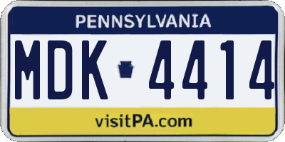 PA license plate MDK4414