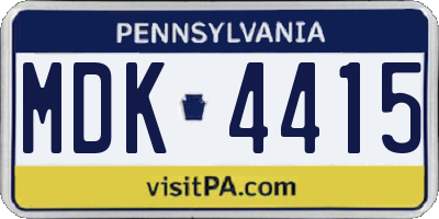PA license plate MDK4415