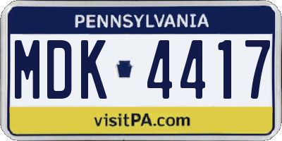 PA license plate MDK4417
