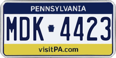 PA license plate MDK4423