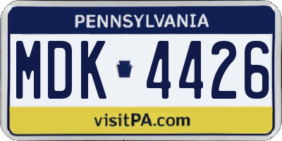 PA license plate MDK4426