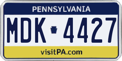 PA license plate MDK4427