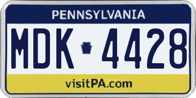 PA license plate MDK4428