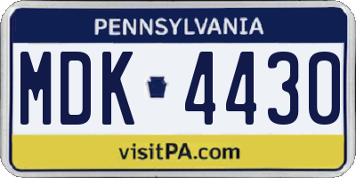 PA license plate MDK4430