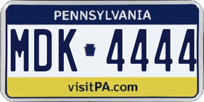 PA license plate MDK4444