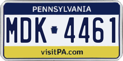 PA license plate MDK4461