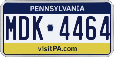 PA license plate MDK4464