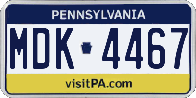 PA license plate MDK4467