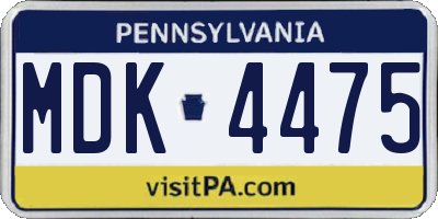 PA license plate MDK4475