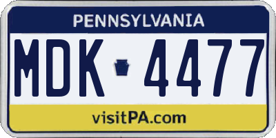 PA license plate MDK4477