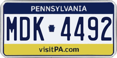 PA license plate MDK4492
