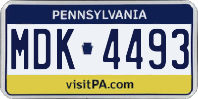 PA license plate MDK4493