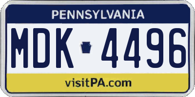 PA license plate MDK4496