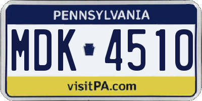 PA license plate MDK4510