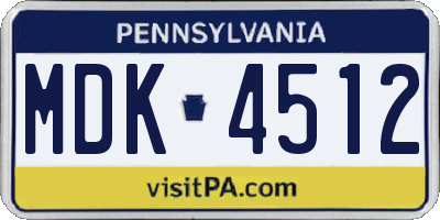PA license plate MDK4512