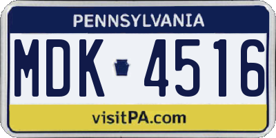 PA license plate MDK4516