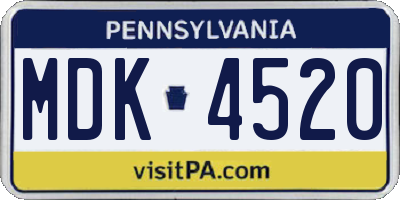 PA license plate MDK4520