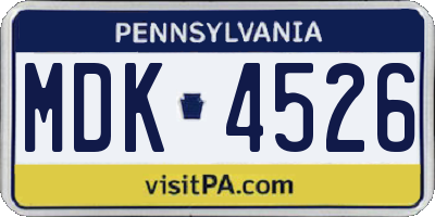 PA license plate MDK4526