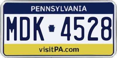 PA license plate MDK4528