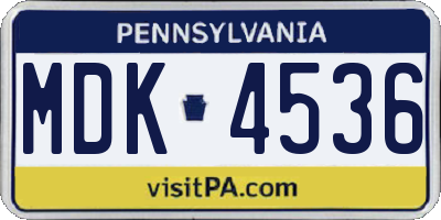 PA license plate MDK4536