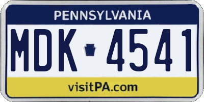 PA license plate MDK4541