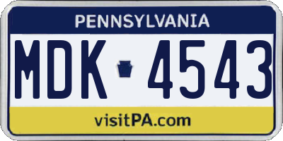 PA license plate MDK4543