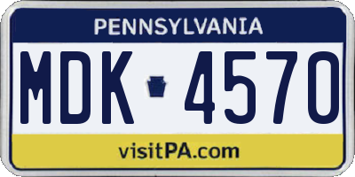 PA license plate MDK4570